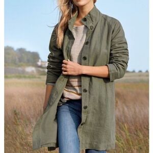 Garnet Hill Relaxed Linen Painter's Topcoat Green Size 4